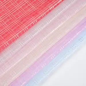 dazzling iridescent grid medium hardness mesh fabric