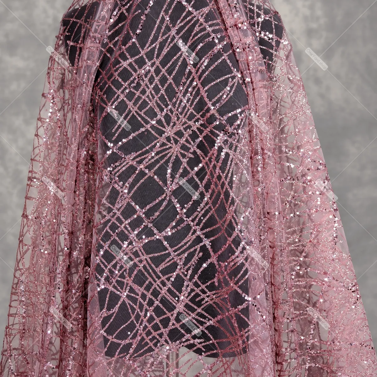 disorganized intricate vintage mauve sequin glitter