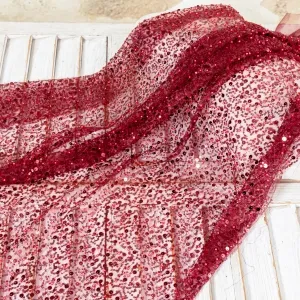 Burgundy Sequins Pearls Tube Beads Misc Metallic Fabric