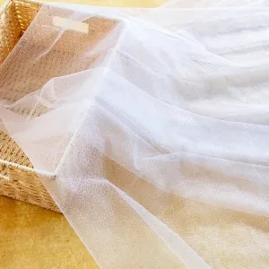romantic and sparkling silver glitters glued on soft white tulle mesh