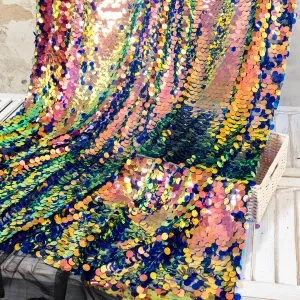 Iridescent Dark Galaxy 18mm Iridescent Dark Galaxy Round Sequin Glitter Fabric