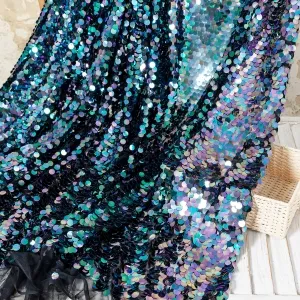 Iridescent Midnight Big Sequin Fabric by the Yard