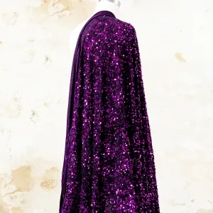 mysterious plum 5mm sequin velvet fabric