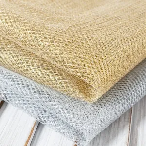 shimmering structural lurex gold silver rhombus net