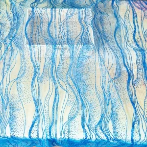 big waves ocean blue glitter mesh material for prom dresses