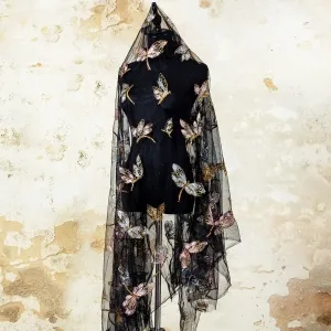 sequinned dragonfly black mesh