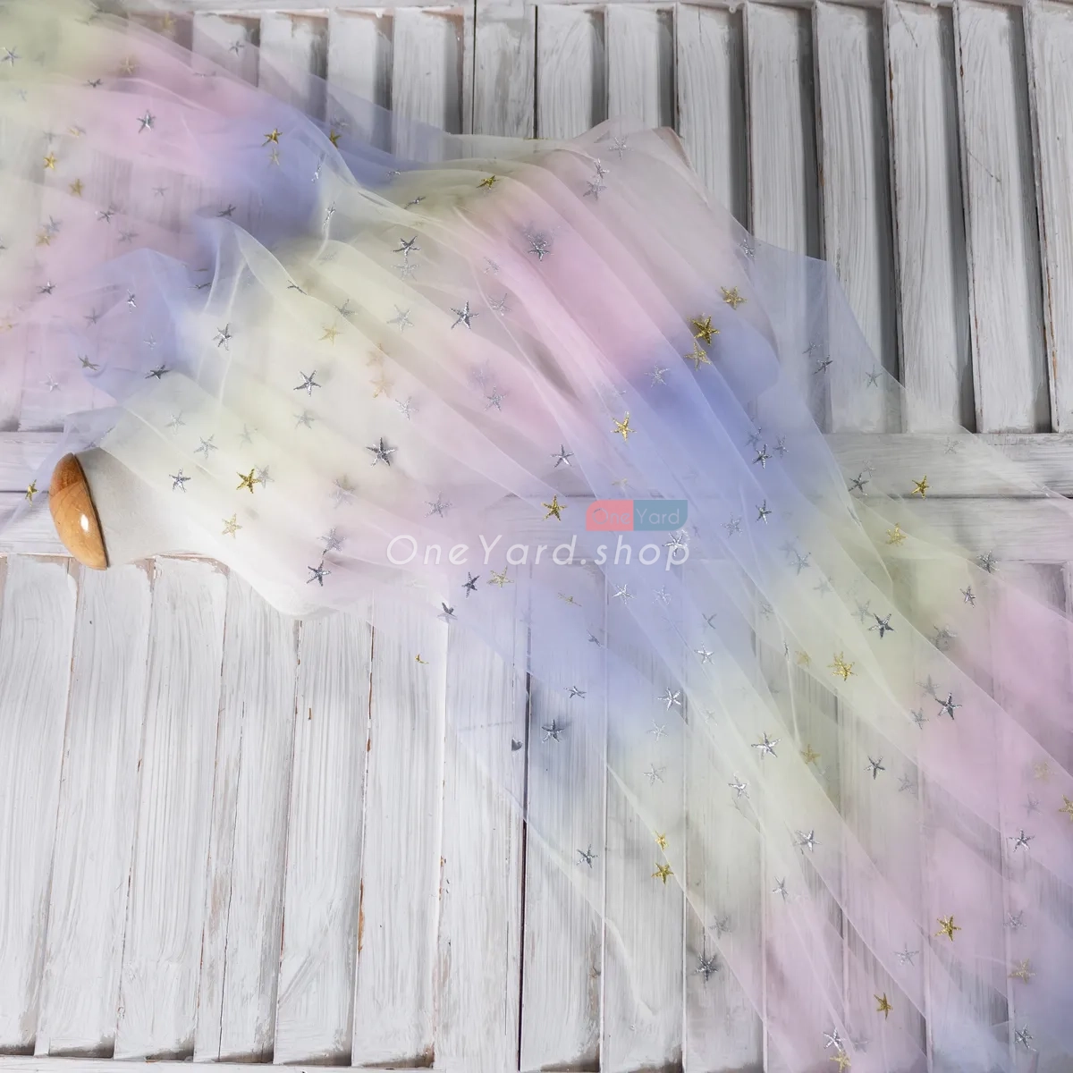 stars embroidered daffodil to blue to pink ombre tulle stars embroidered daffodil to blue to pink ombre tulle