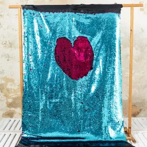 Shiny Blue to Magenta Reversible Two-tone Sequin Fabric