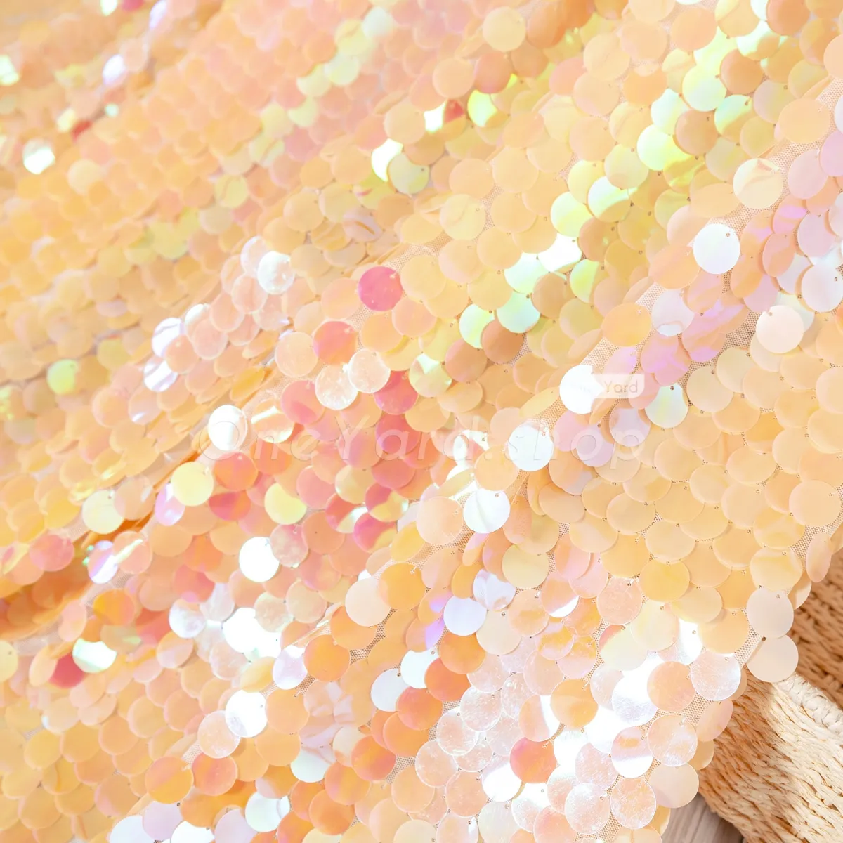iridescent tangerine 18mm mermaid fish scale sequin fabric iridescent tangerine 18mm mermaid fish scale sequin fabric