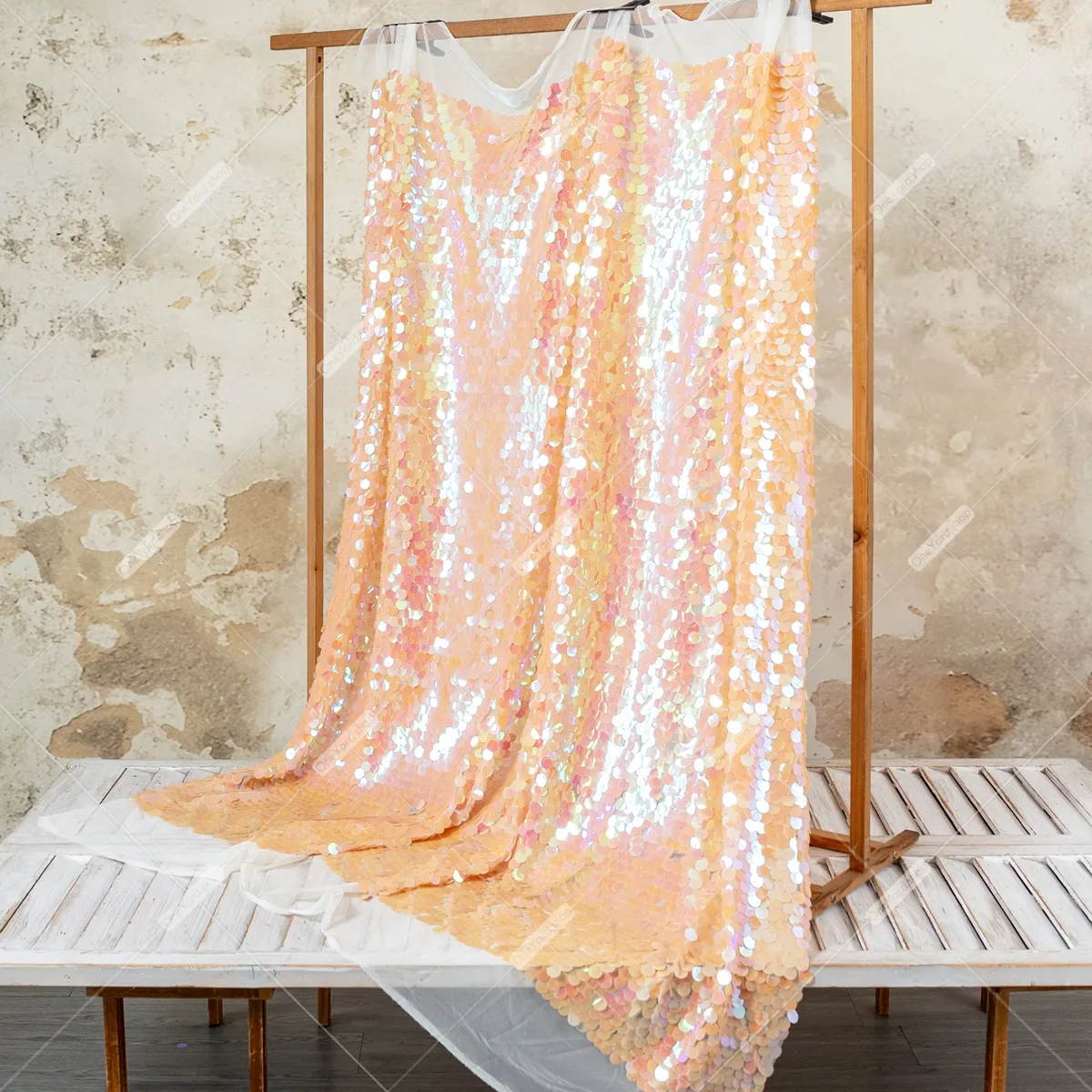 iridescent tangerine 18mm sequin fabric iridescent tangerine 18mm sequin fabric