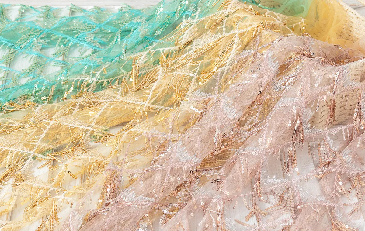 rhombus pattern sequin tassel fabrics