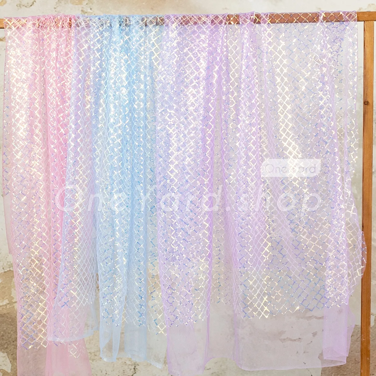 iridescent sequin diamond lattice soft tulle fabric