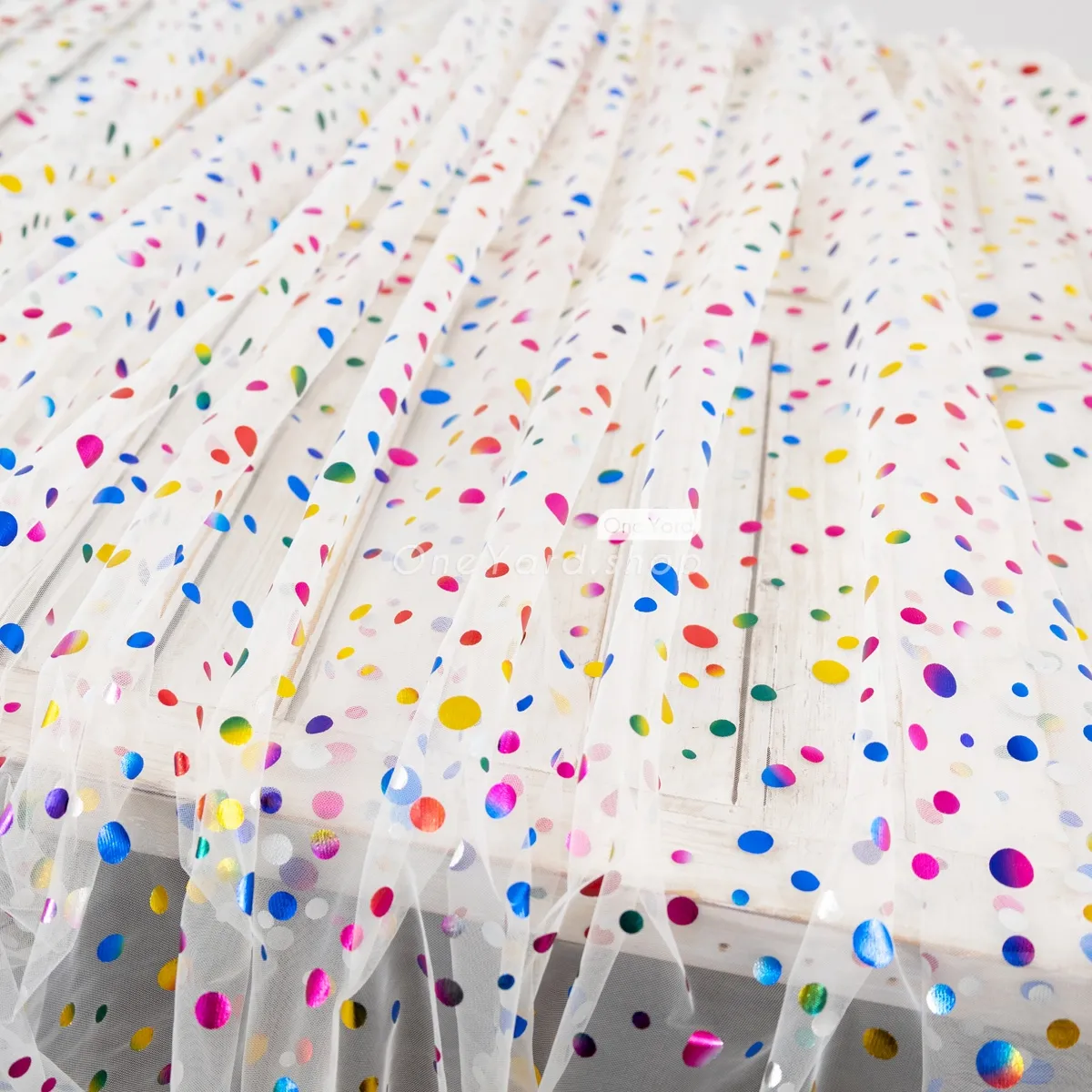 colorful foil dot mesh decor fabric