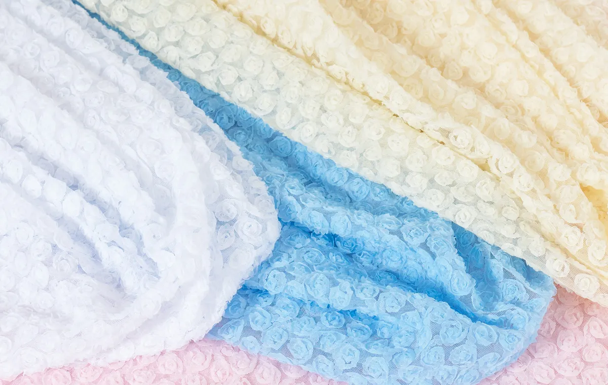 small 3d rosette embroidery fabrics