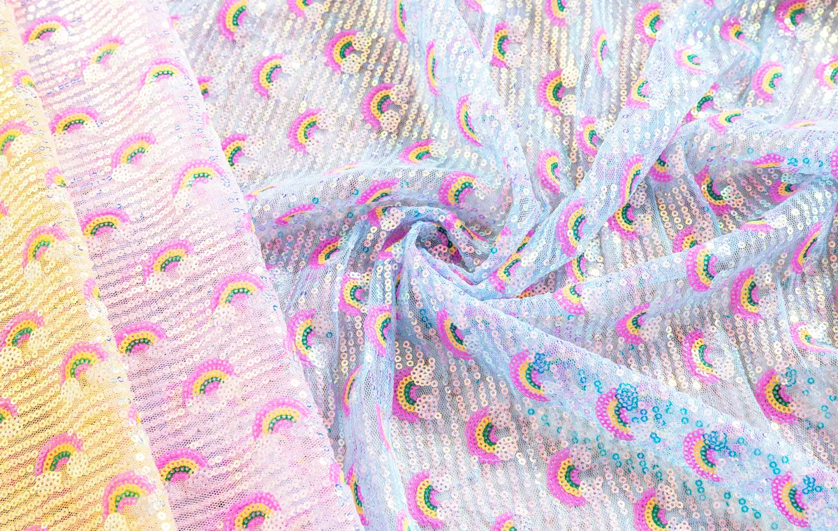 small rainbow pattern sequin fabrics