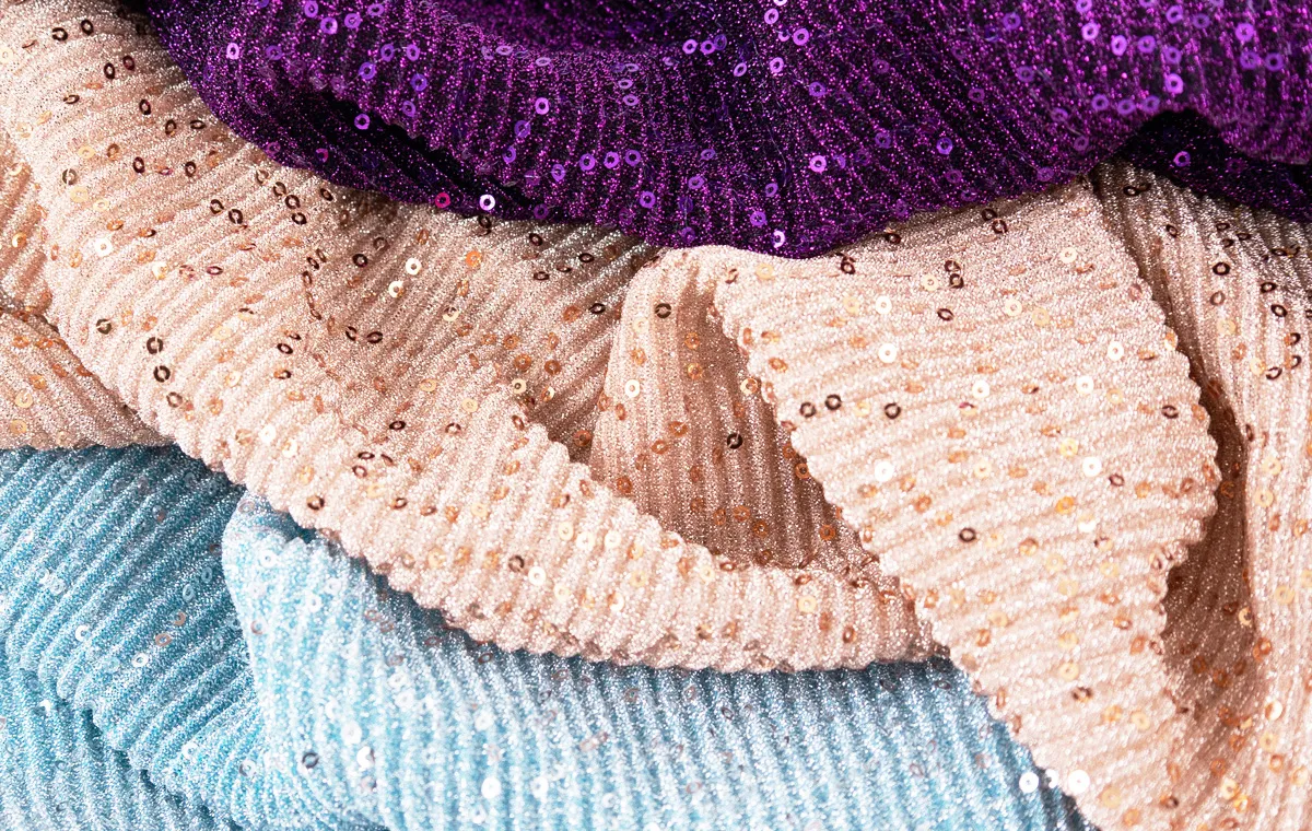 sequinned shirred lurex fabrics