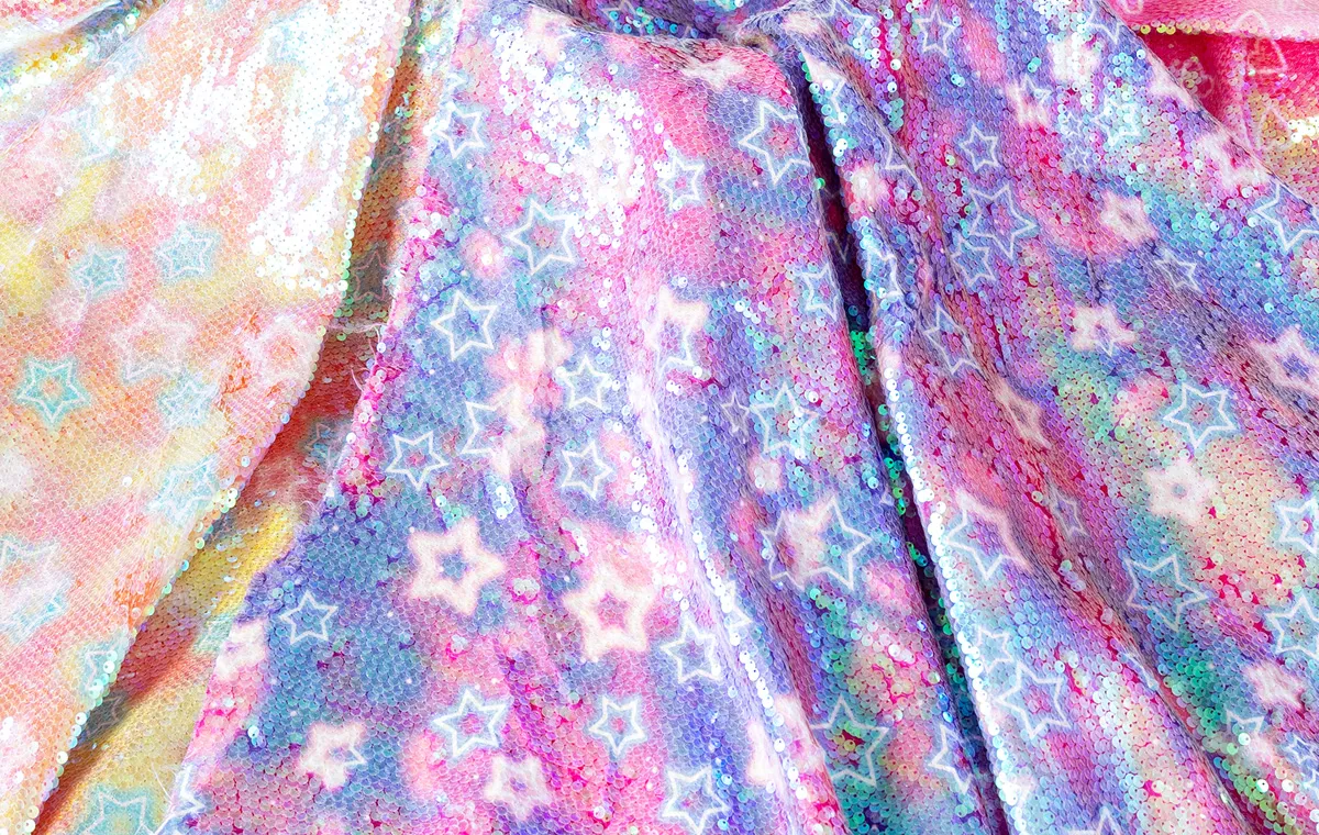 star heart sequin satin fabrics