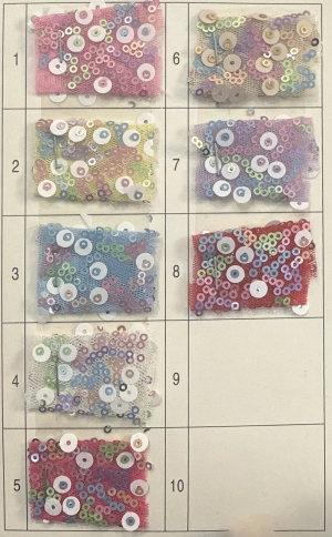 colorful sequin fabric color chart