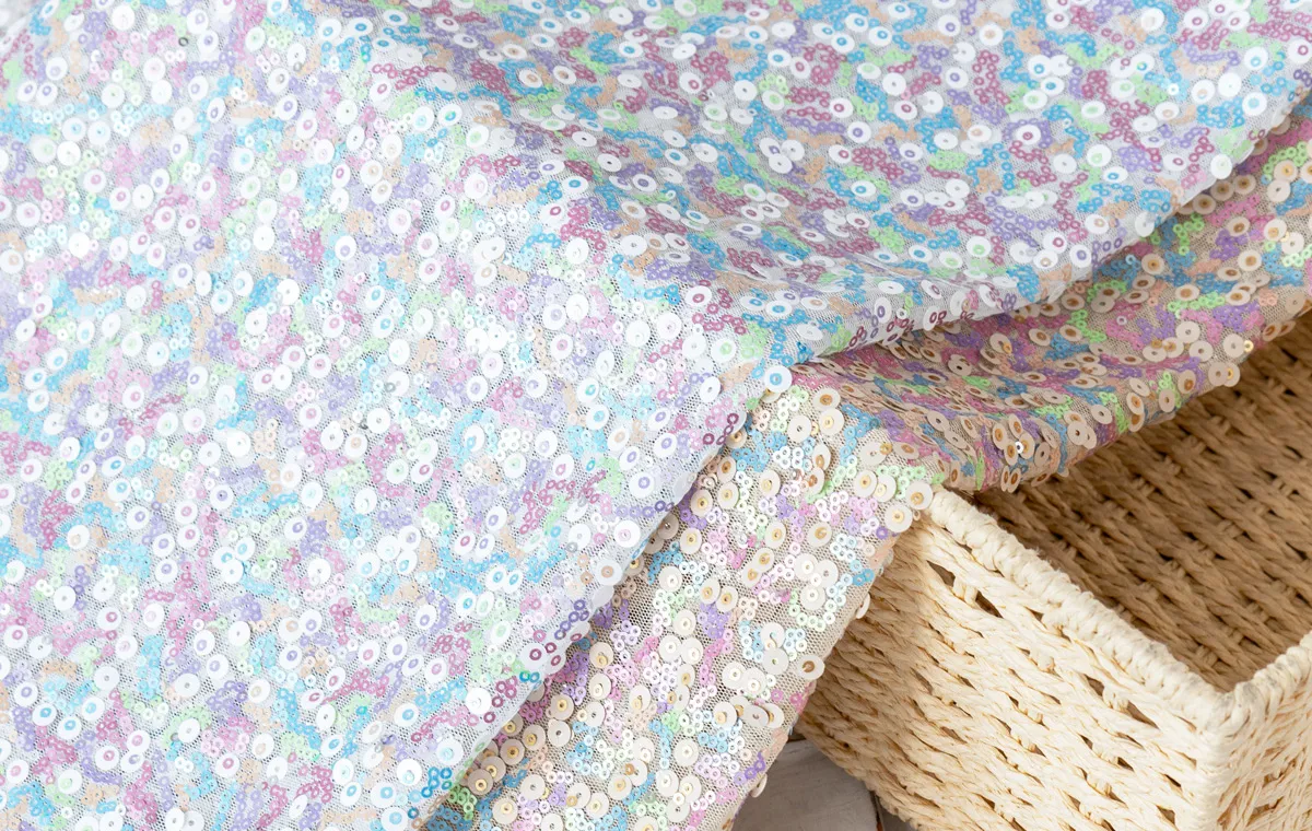 mosaic like mixed sequin fabrics