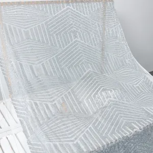silver bombshells geometric pattern sequin fabric sold by the yard
