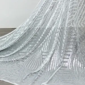 stripe pattern shiny silver sequin material for fashion dresses