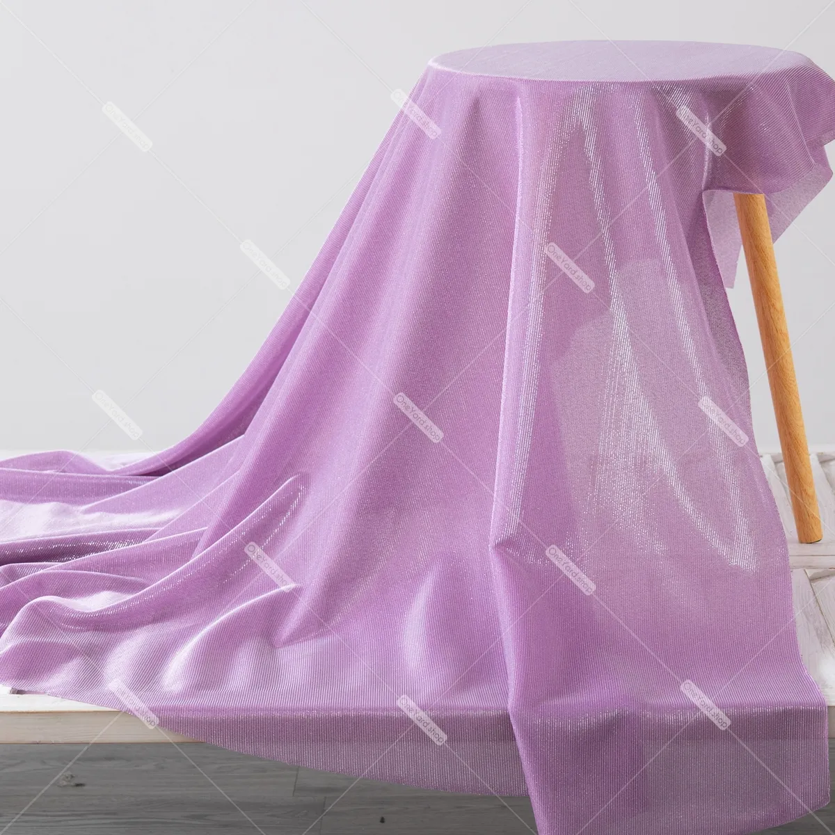 glossy light purple stretch lurex fabric
