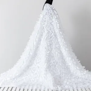 white 3d leaf dangling taffeta fabric