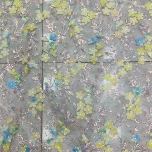 sequin leaf 3d flower embroidery fabric