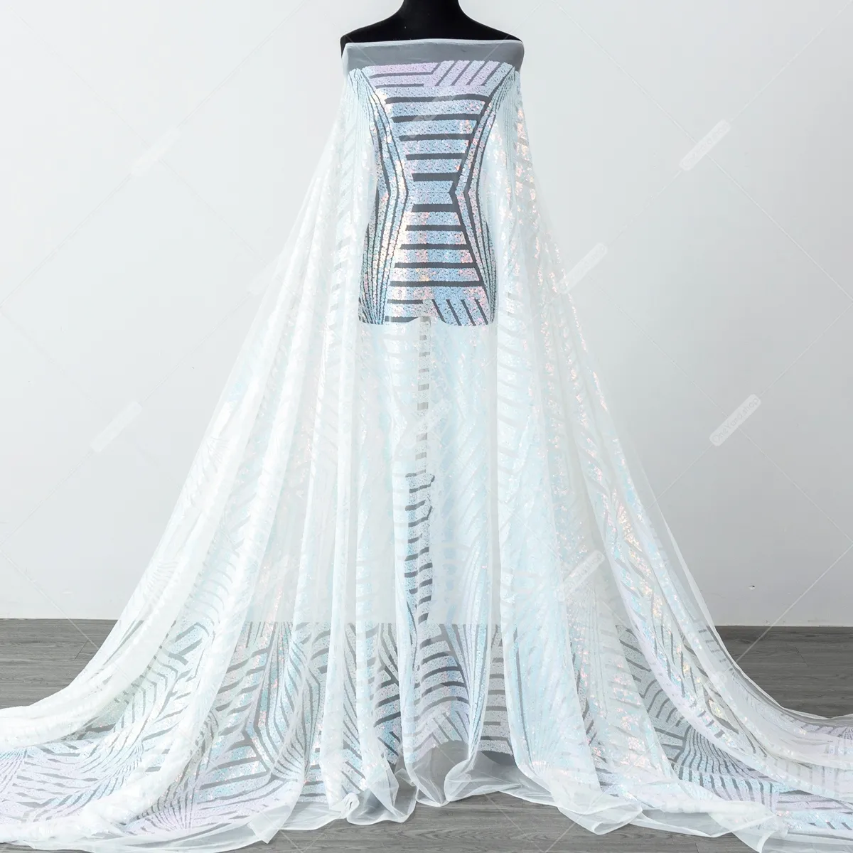 fancy iridescent white bombshell stripe sequin fabric fancy iridescent white bombshell stripe sequin fabric