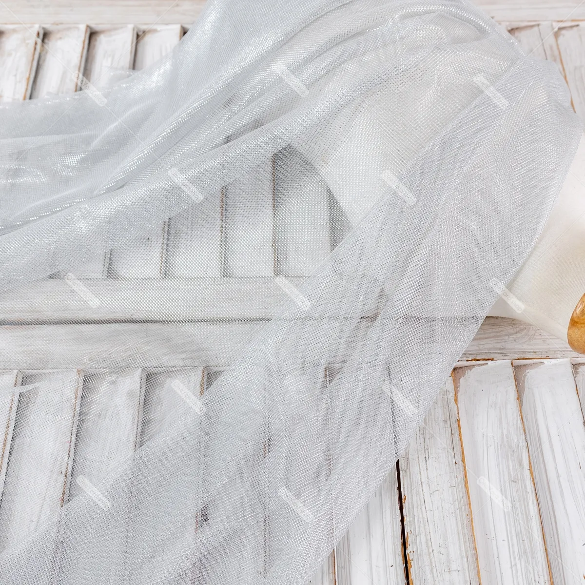 Metallic Shiny Silver Ethereal Sheer Gauze Material - OneYard