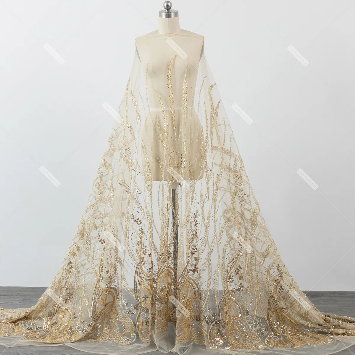 dazzling champagne bead pearl and sequin abstract pattern fabric dazzling champagne bead pearl and sequin abstract pattern fabric