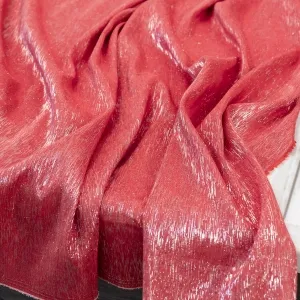 Carmine Thick Lurex Fabric with Silver Tinsel Filiform