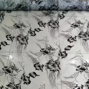 black and white floral printing flowing organza fabric