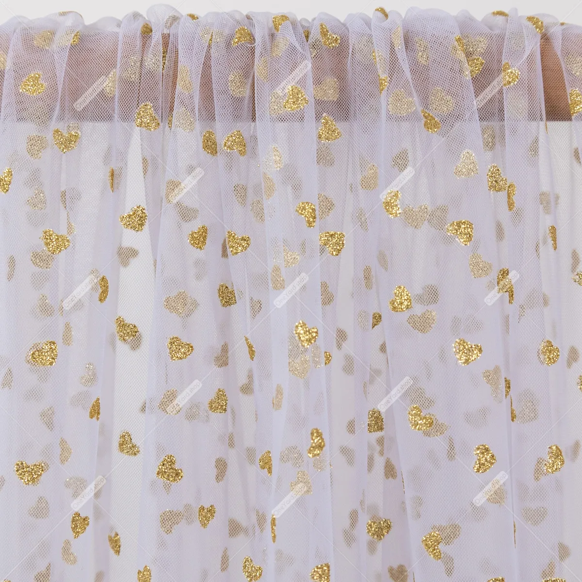 dusty lavender tulle mesh material with glitter gold hearts dusty lavender tulle mesh material with gold heart sparkles printed