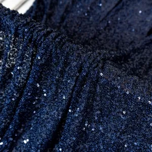 dense navy micro sequin fabric for formal designs
