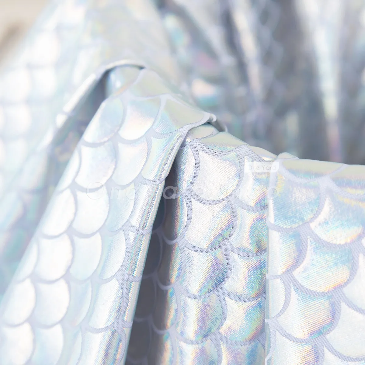Silver White Fish Scale Stretch Mermaid Lamé Material - OneYard