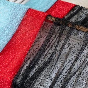 luxury and sparkly pearl bead embroidered beading mesh