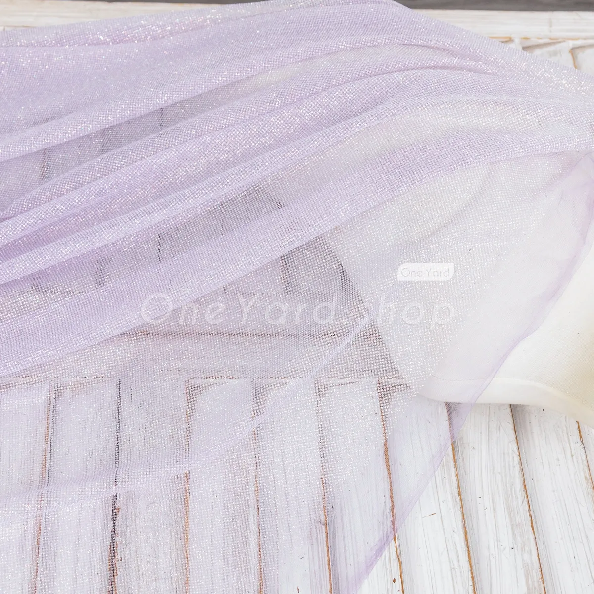 light lavender shiny white glitter mesh