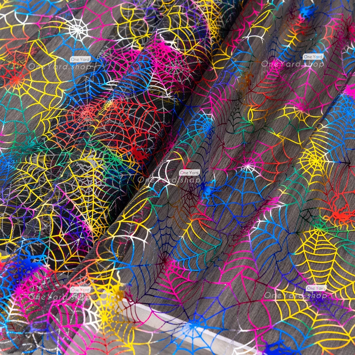 colorful foil web black mesh for decorations