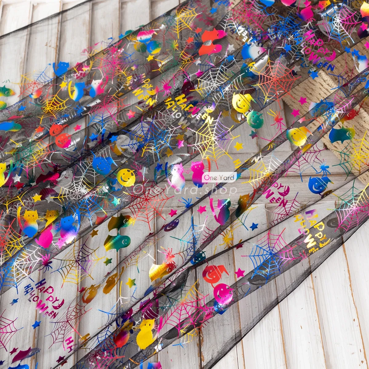 multicolor mesh material for Halloween decorations or costumes