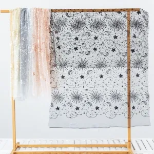sequin embroidered star moon pattern glitter mesh