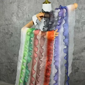 cascade ombre flounce translucent organza trim