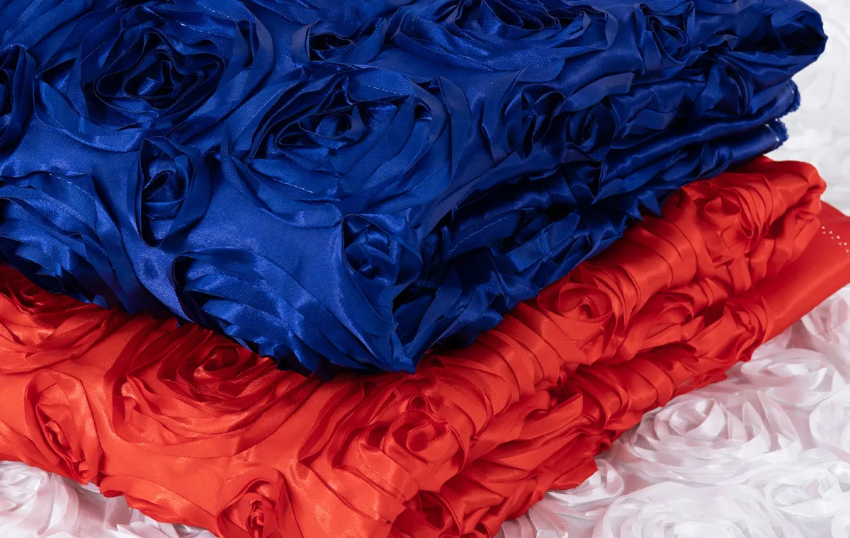 satin 3d rosette fabric