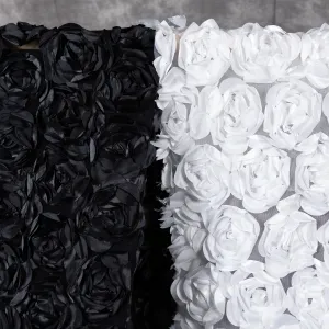 3D rose on mesh fabric by the yard