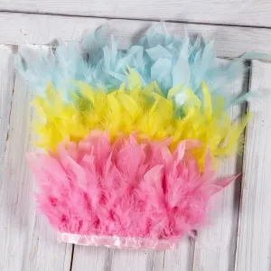 multi color fluffy turkey feather trim