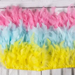 multi color optional fluffy turkey feather trim by the yard