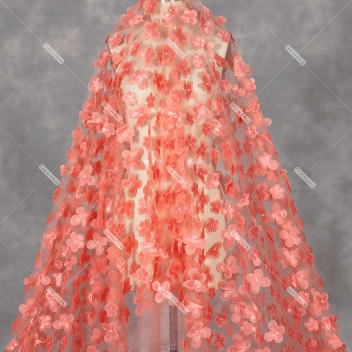 tomato red 3d flowers dressmaking fabric by the yard tomato red 3d flowers dressmaking fabric by the yard