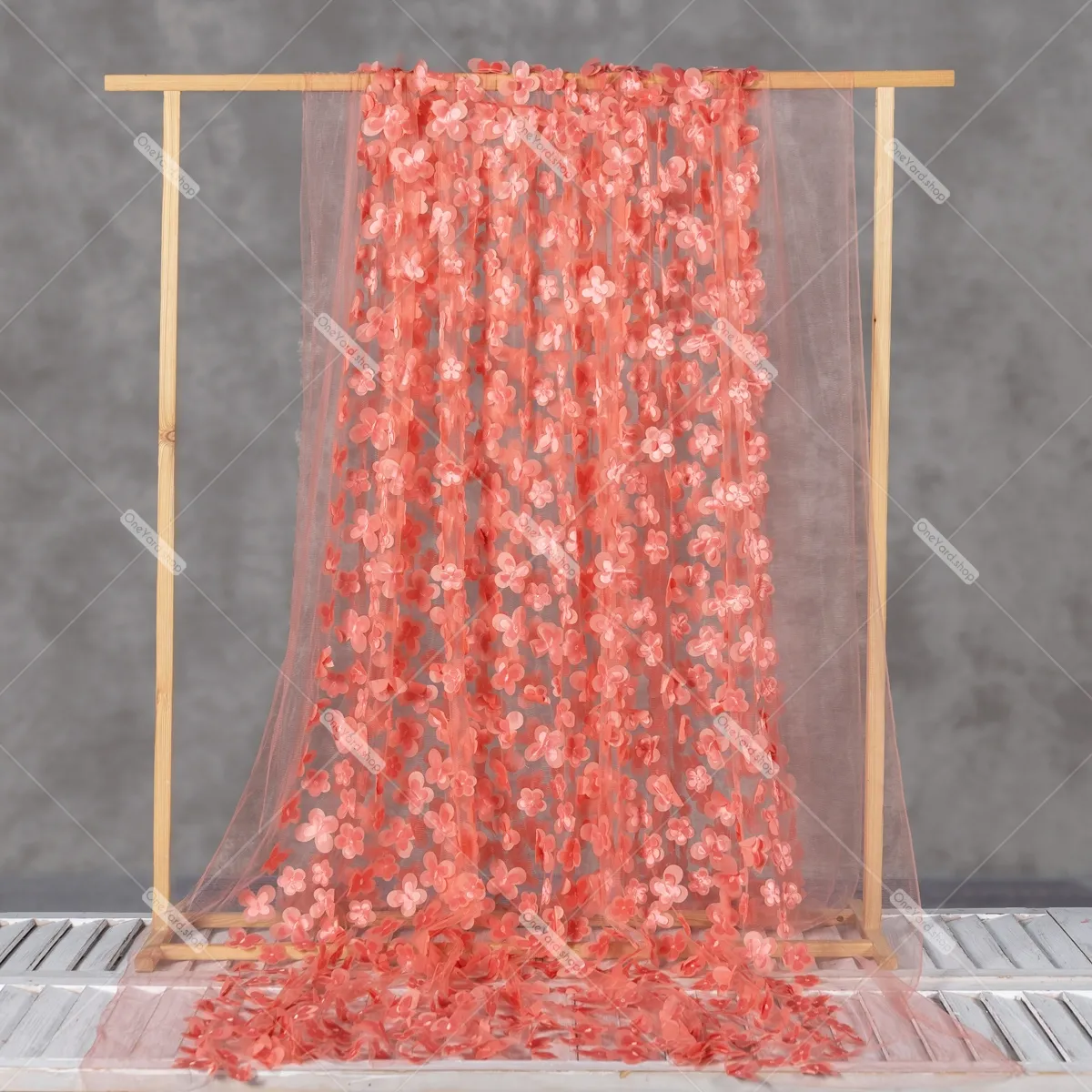 tomato red 3d flowers embroidered on mesh dressmaking fabric tomato red 3d flowers embroidered on mesh dressmaking fabric