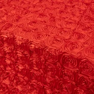 red satin 3d rosette fabric for weddings and prom gowns