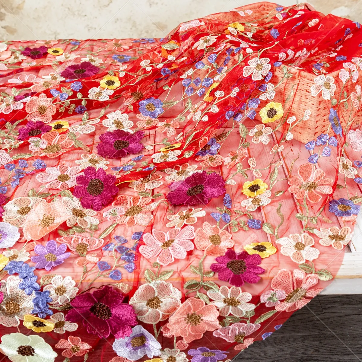 a variety of wildflower 3D lace embroidery fabric a variety of wildflower 3D lace embroidery fabric